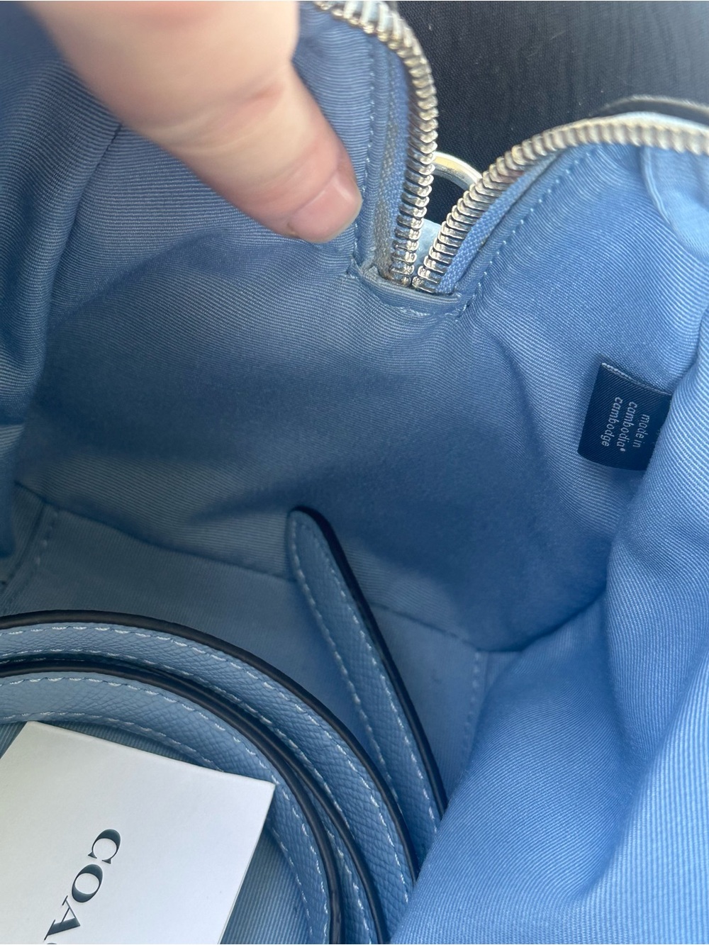 COACH Rowan Gray Twilight Blue Leather Crossbody Purse Bag Silver Hardware 79946 - Picture 15 of 17